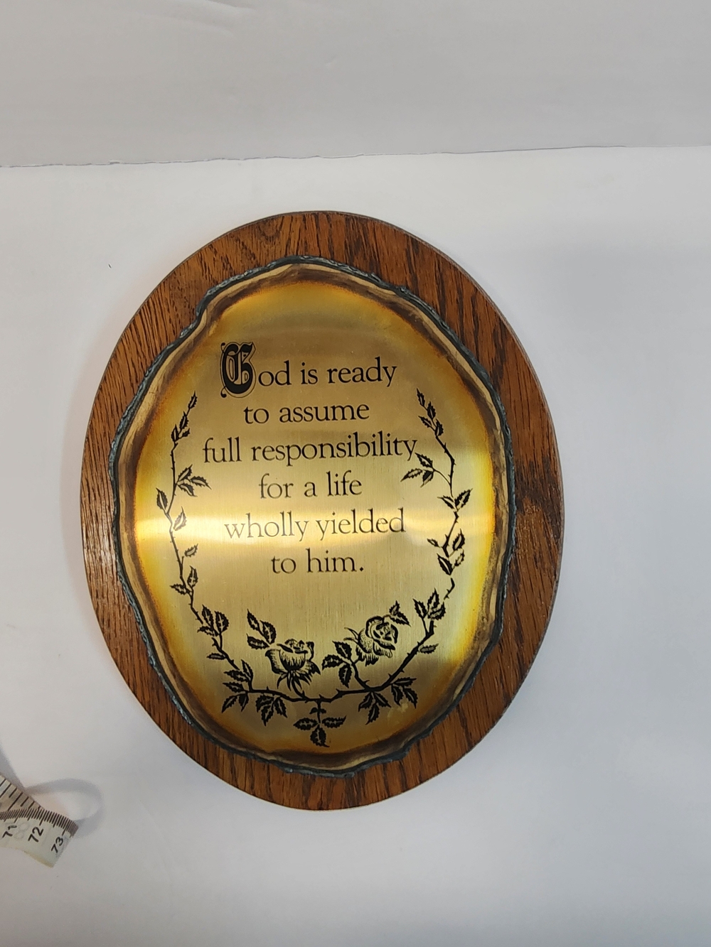 vintage wood and brass Homeco wall Religious Wall Plaque - Inspirational Quote